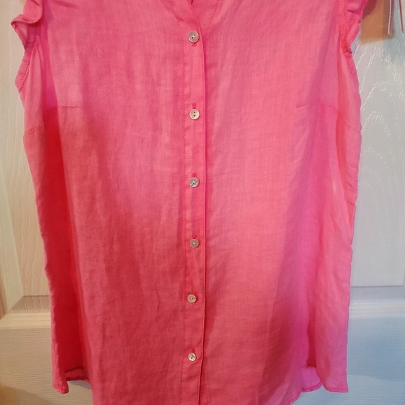 Lilly Pulitzer Briette Button Down Hot Pink Isle 100% Seacoast Linen XXS… - Picture 3 of 16